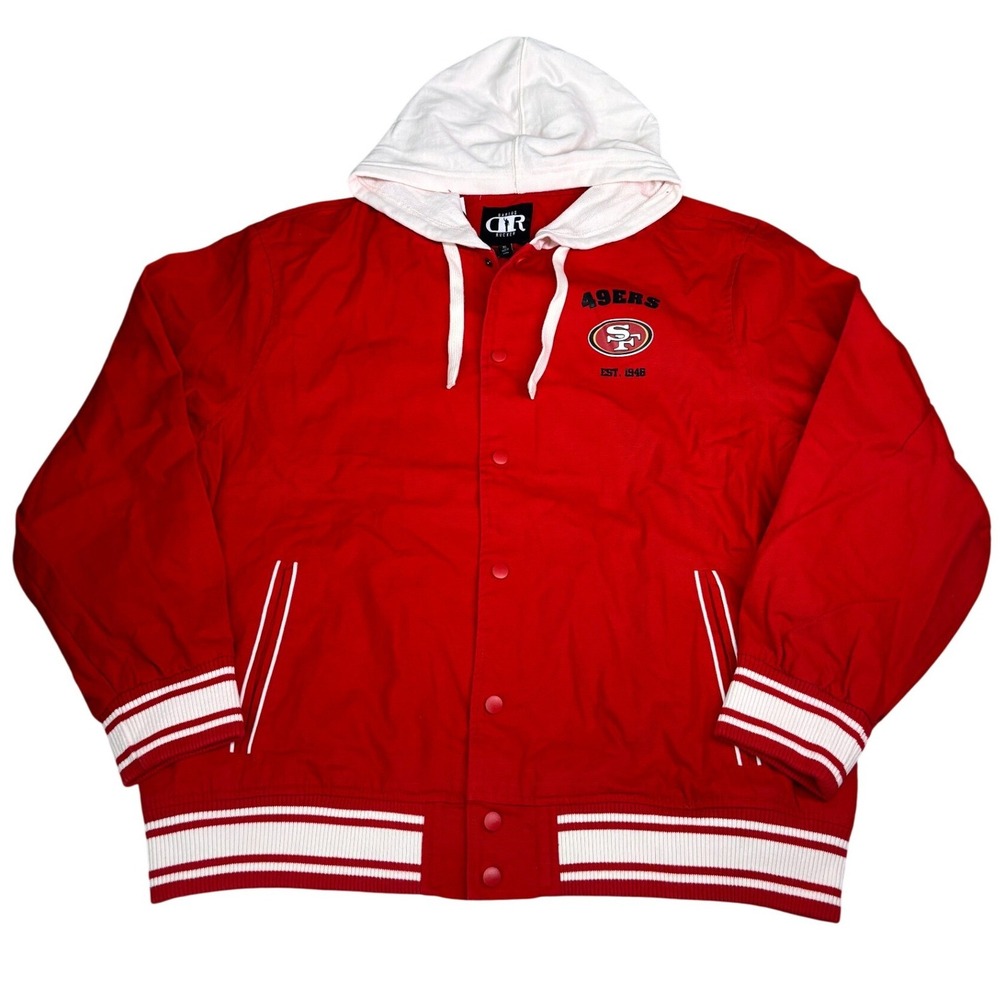 Darius Rucker San Francisco 49ers‎ Jacket Men XL Red Varsity Hooded Snap NFL NWT